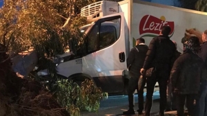 İzmir'de Ağaç Trafikteki Arabanın Üzerine Devirdi